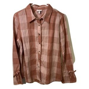 Shyanne Womens Blouse Button Up Western Country Plaid Fringe at Cuffs Sz…